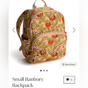 NEW Vera Bradley Small Banbury Backpack in Tomato Vines!
